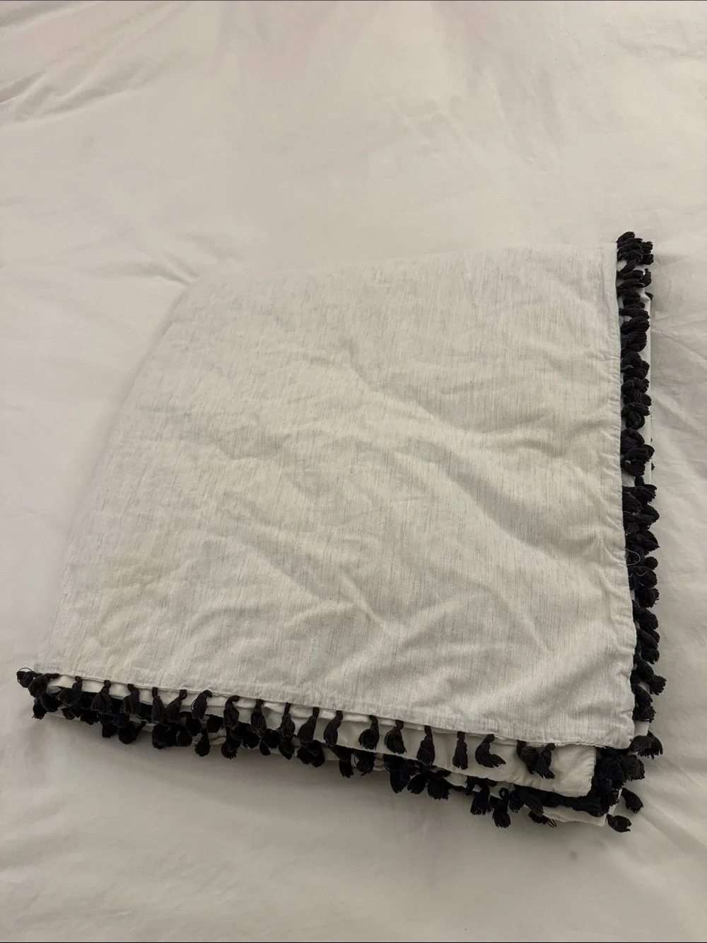 Opalhouse Cream Duvet Cover with Black Tassel Trim